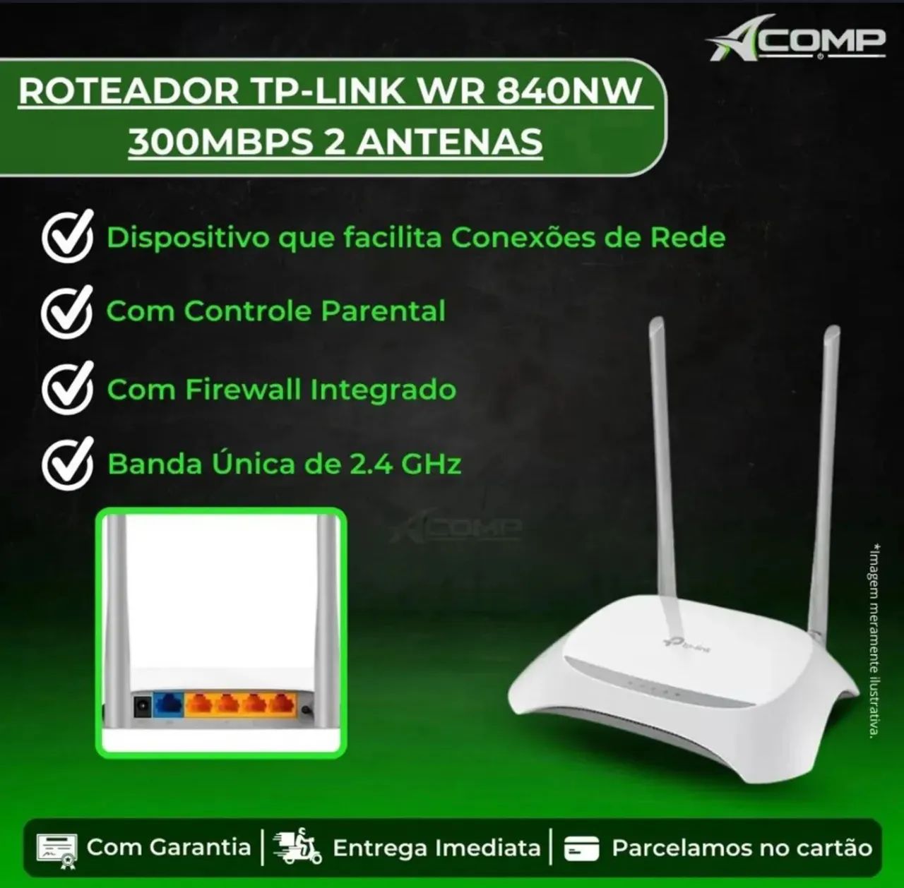 Roteador TP-Link WR840NW 300Mbps 2 Antenas