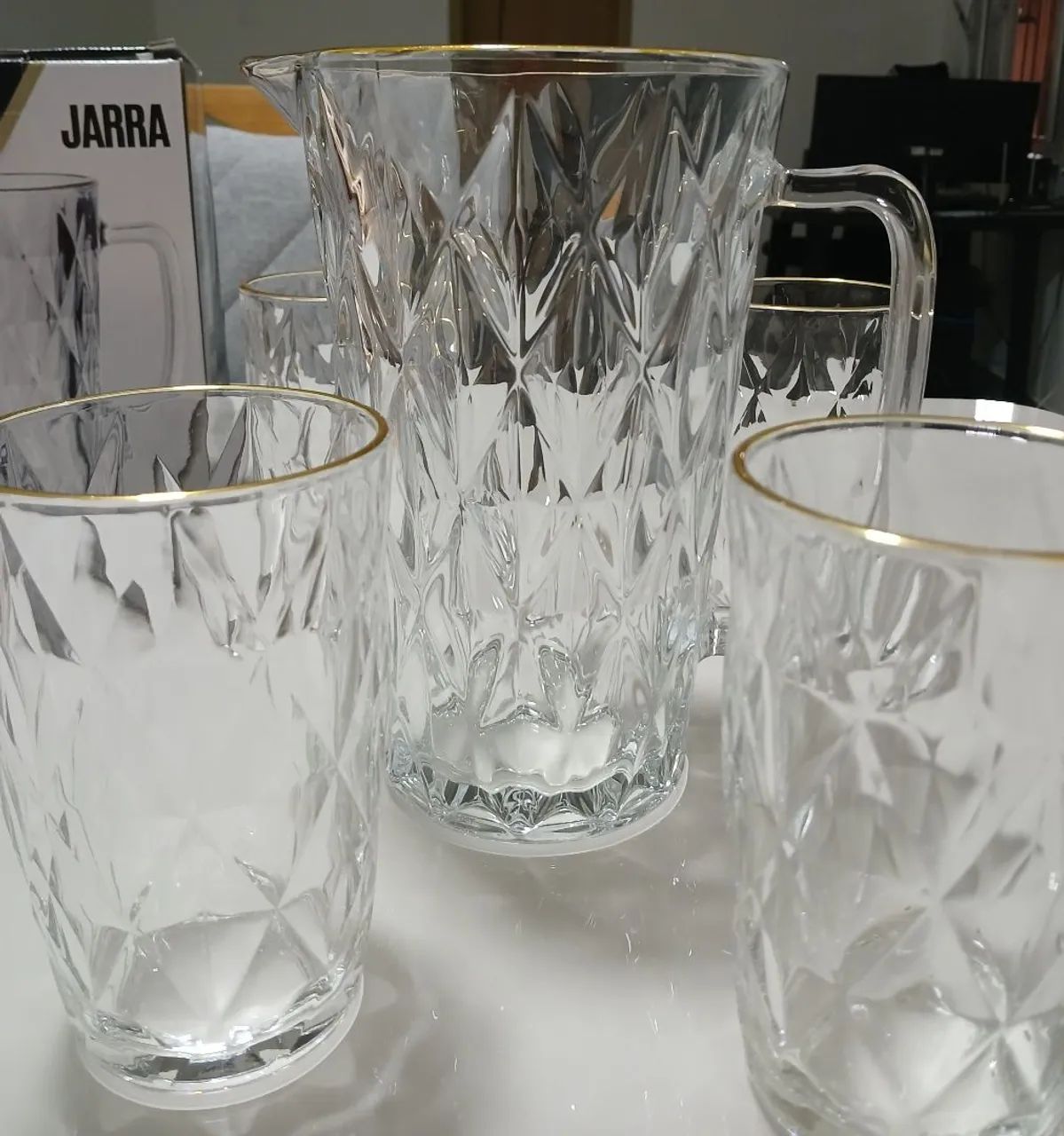 Conjunto de jarra com copos fio dourado  - Foto 4