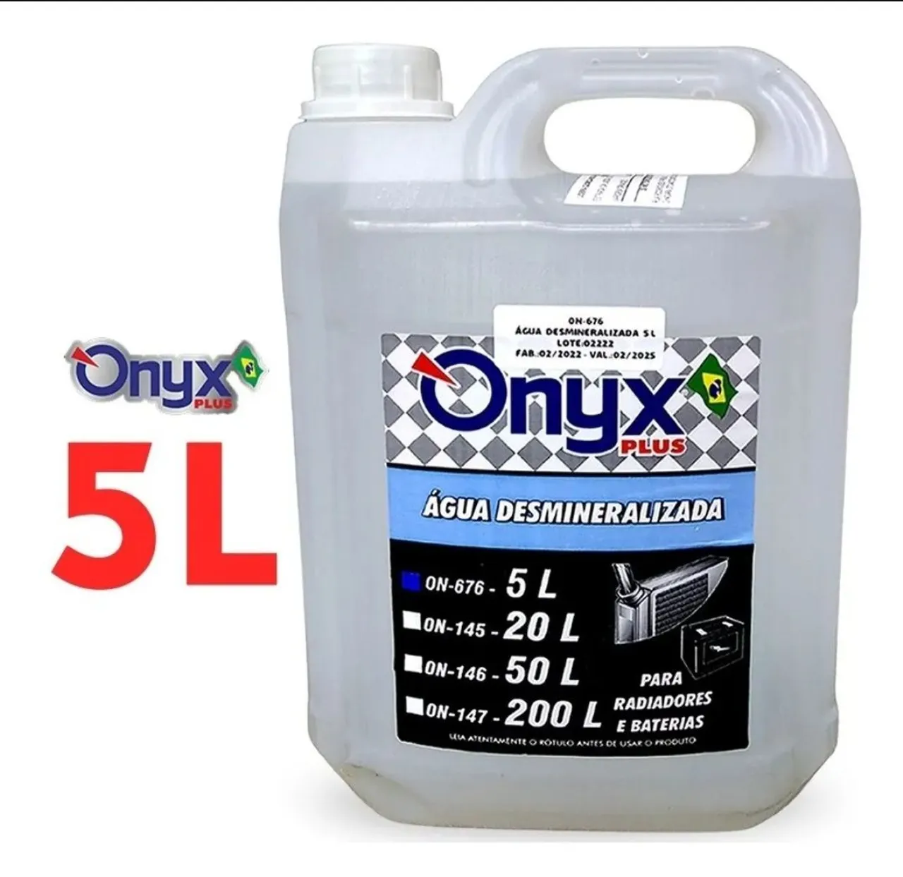 Água Desmineralizada Onyx Plus 5L - Radiadores e Baterias