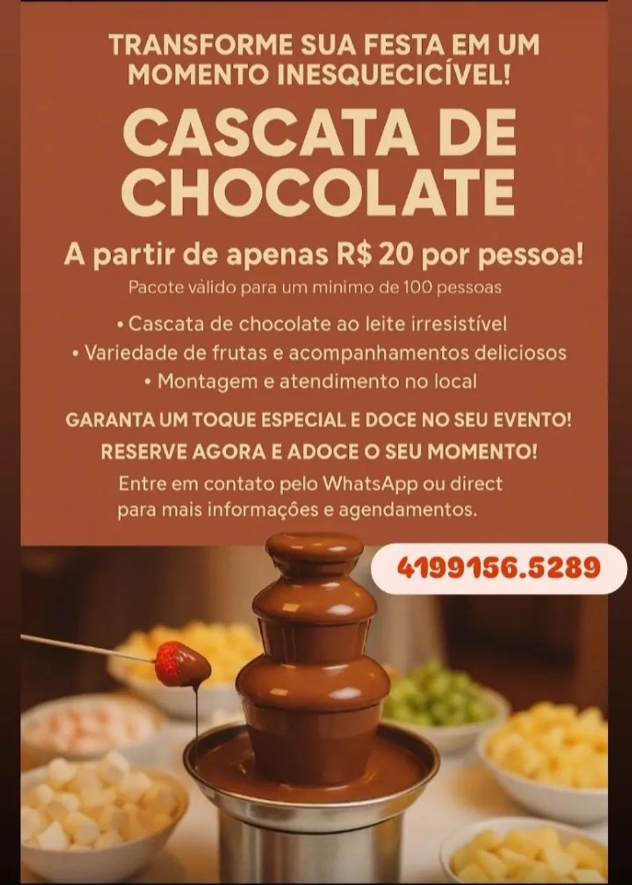 Cascata de Chocolate para Festas e Eventos!