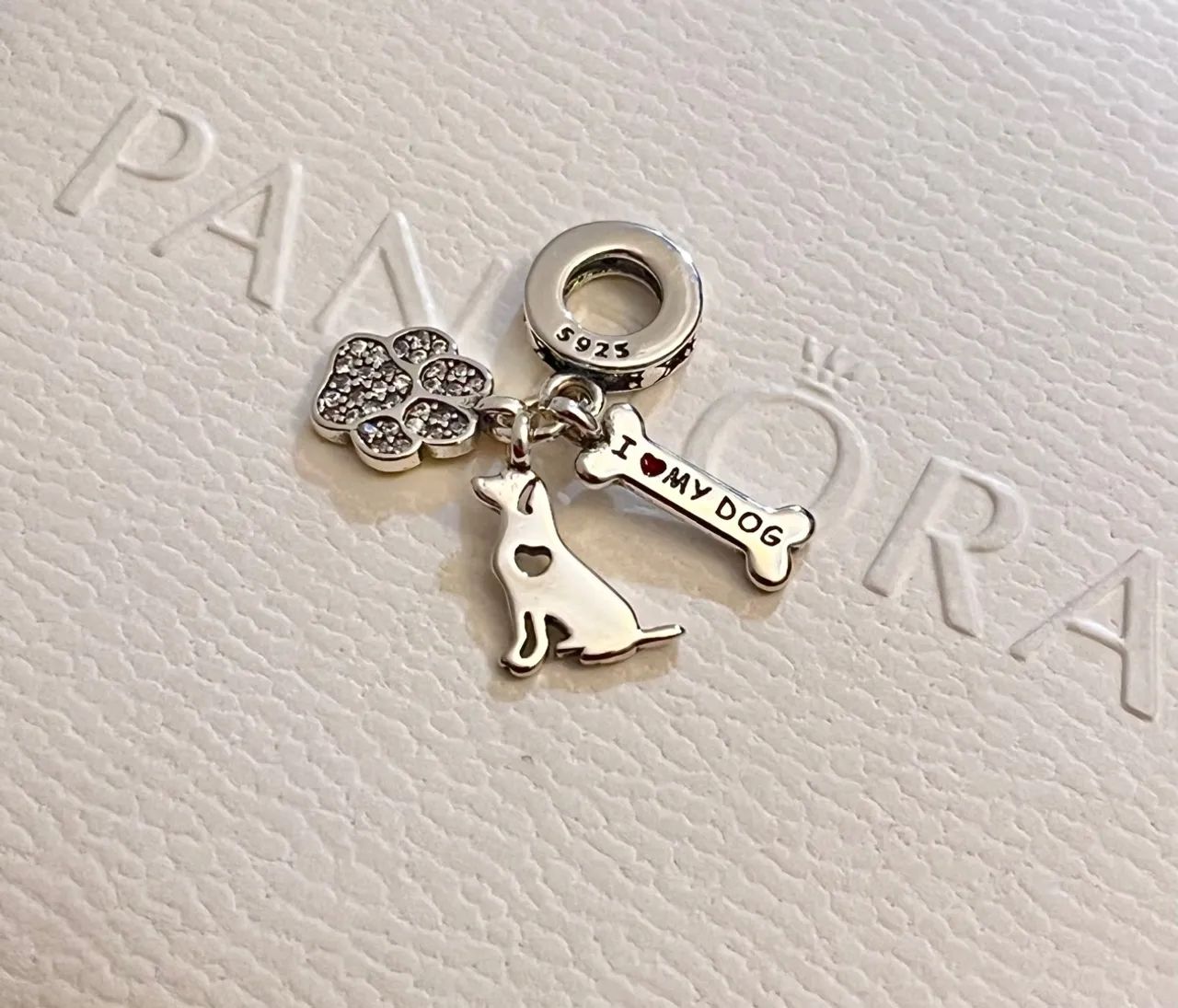 Pingente Charm Pandora Eu Amo Meu Cachorro