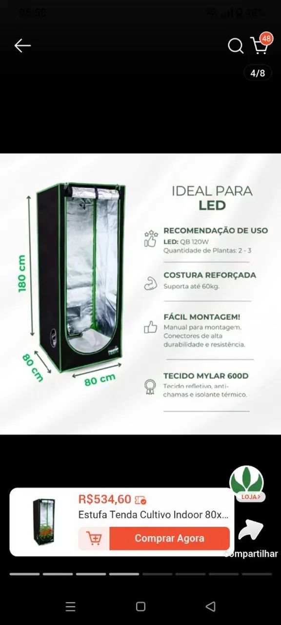 Estufa tenda de cultivo 