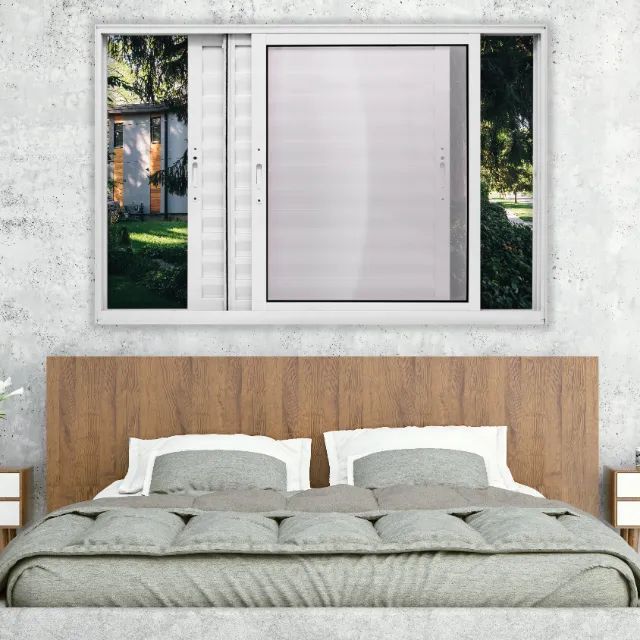 Veneziana Três Folhas Alumínio Branco - Linha 25 (Completa) - Foto 2