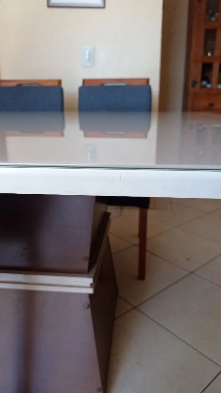 Mesa de Jantar Branca com Tampo de Vidro - Foto 6