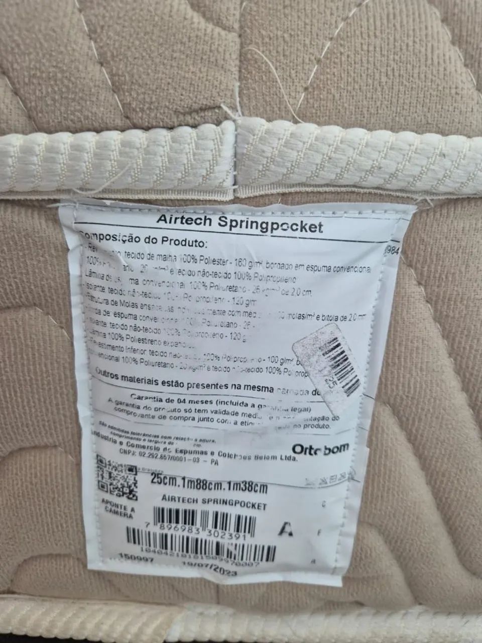 Cama Box Airtech Springpocket 25cm - 1m88cm x 1m38cm