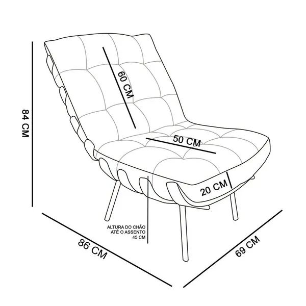 Poltrona e Puff Costela em Couro Sintético - Clássico do Design Brasileiro - Foto 2