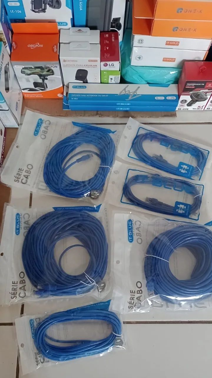 Cabo de Rede 3m 5m 10m 15m 20m 30m Azul Crimpado Montado Pronto
