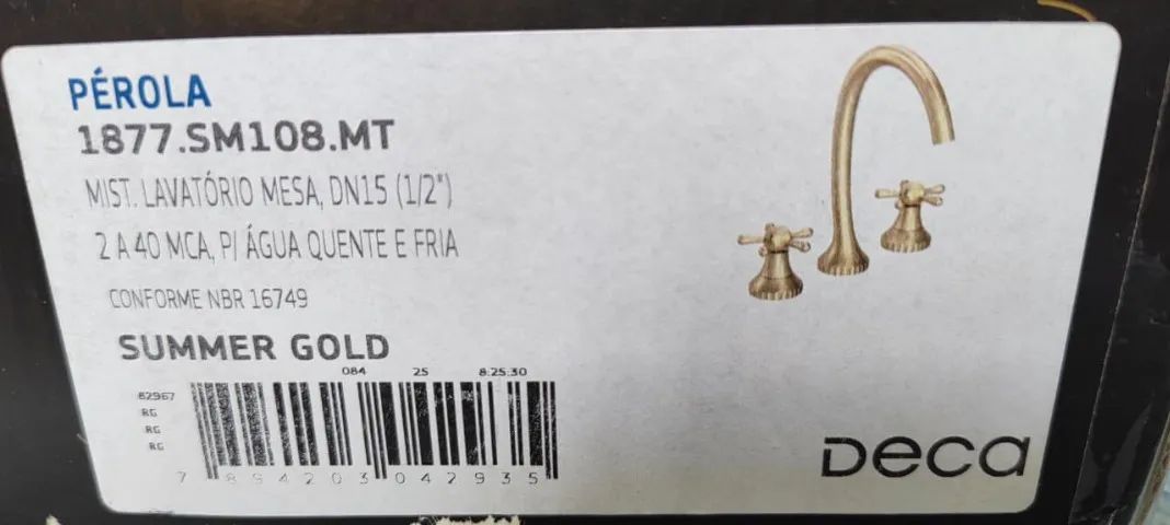 Misturador para Lavatório de Mesa Bica Alta Deca Pérola Summer Gold - 1877.SM108.MT DECA - Foto 6