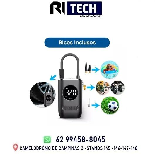 Mini Compressor de Ar Portatil Recarregavél Digital Usb Veicular