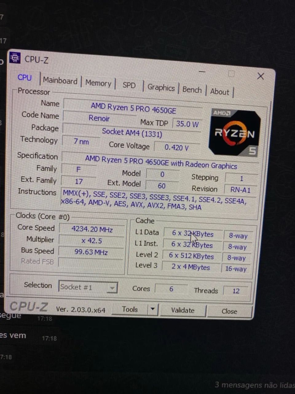 Processador Ryzen 5 4650GE