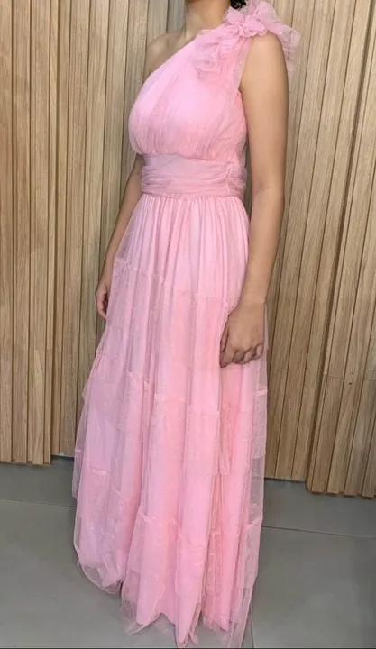 VENDO VESTIDO DE FESTA ROSA BEBÊ - USADO UMA ÚNICA VEZ