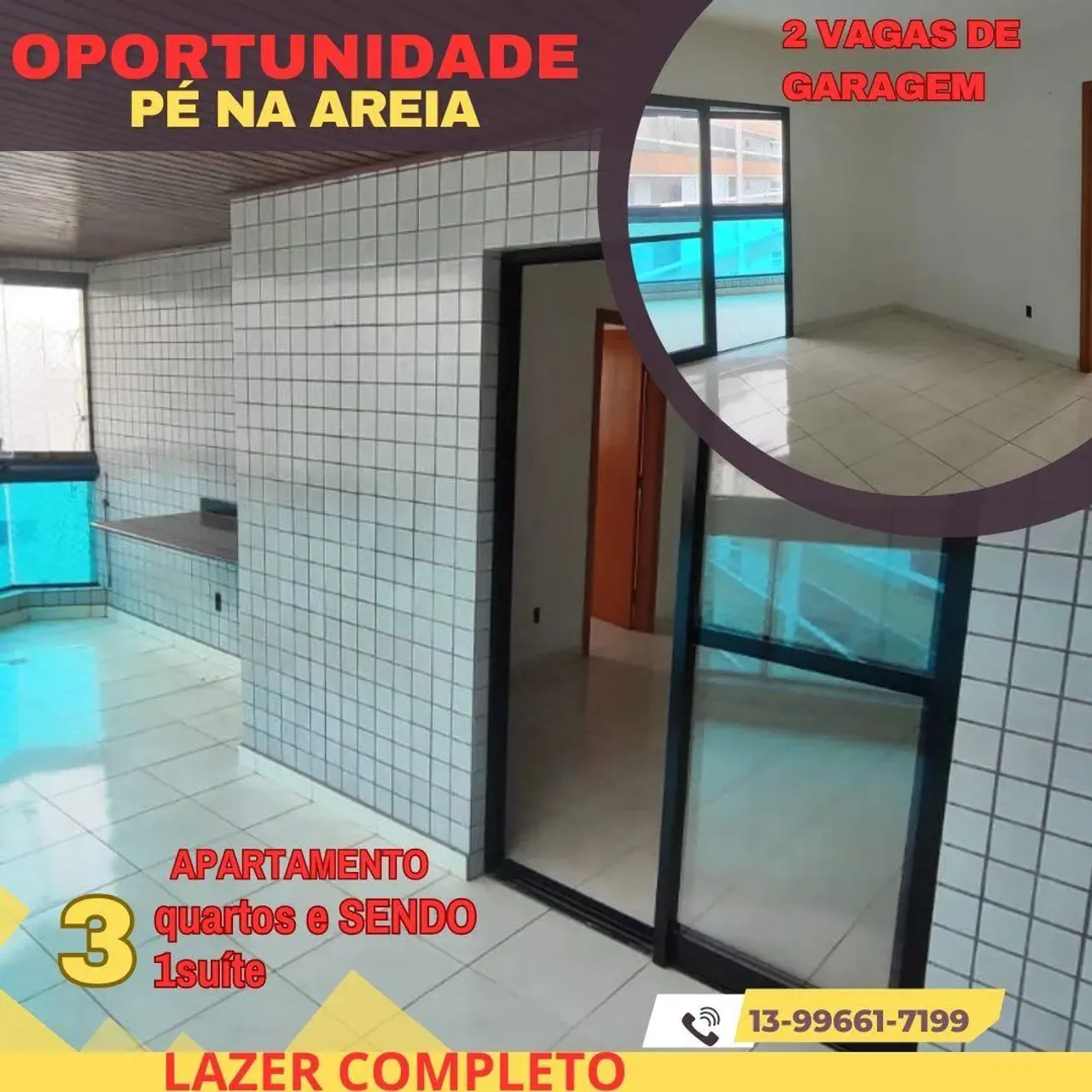 Apartamento para Venda em Praia Grande, Caiçara, 3 dormitórios, 1 suíte, 1 banheiro, 2 vag