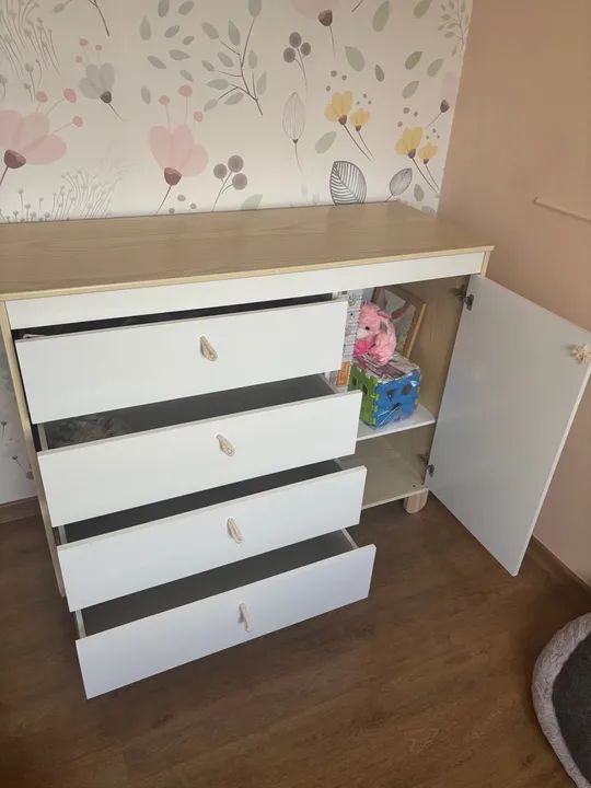 Cômoda Infantil Branca com 4 Gavetas e Portas - Foto 3