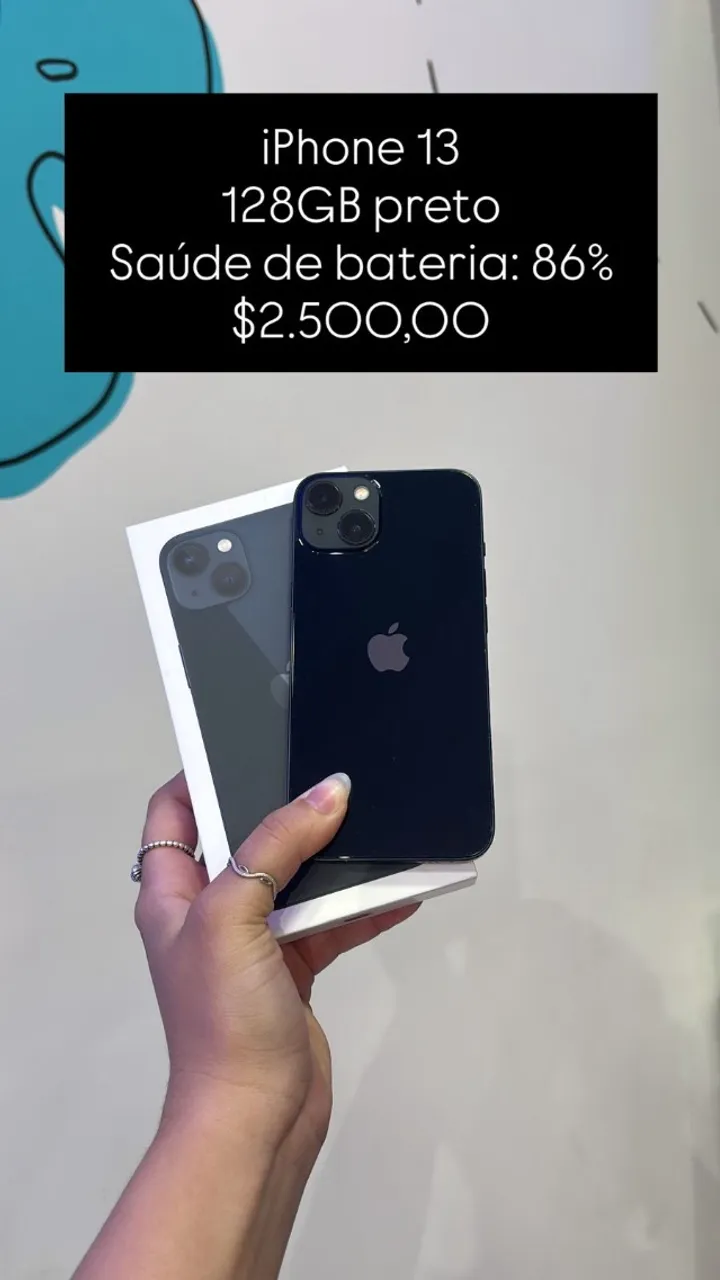 IPhone 13 na cor Preto 128Gb Saude de Bateria 86% Semi novo | Loja