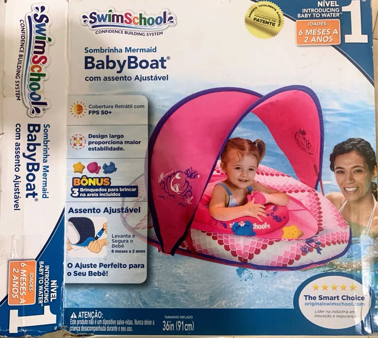 Boia de Bebê Inflável com Sombrinha Mermaid - SwimSchool