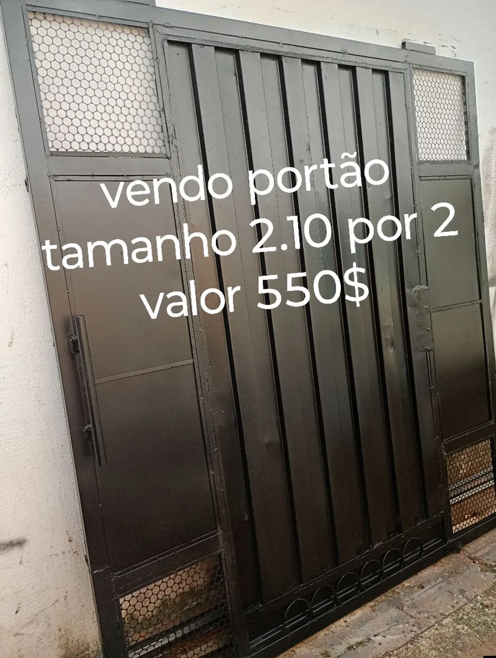 Portão de ferro reforçado 2.10x2m