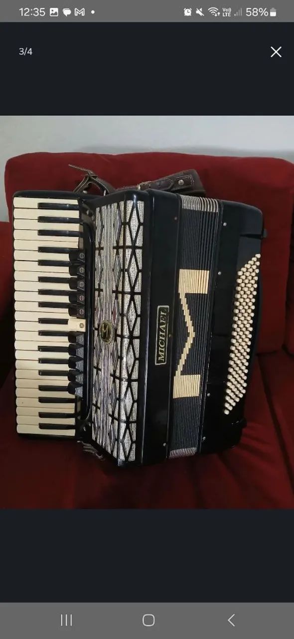 ACORDEON SANFONA MICHAEL 120 BAIXOS QUARTA OITAVADA SONZERA - Foto 3