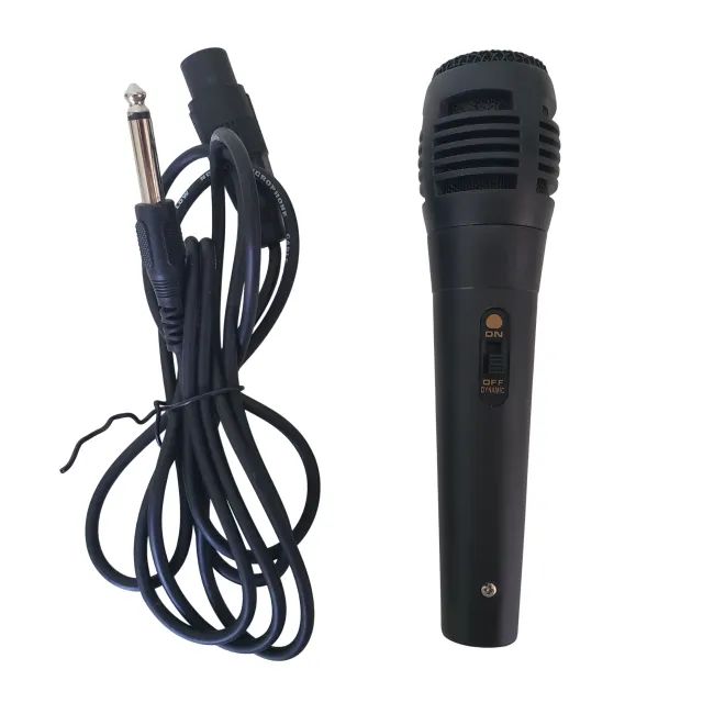 Microfone de Mão Preto Cabo Dinâmico Com Fio P10 Karaokê