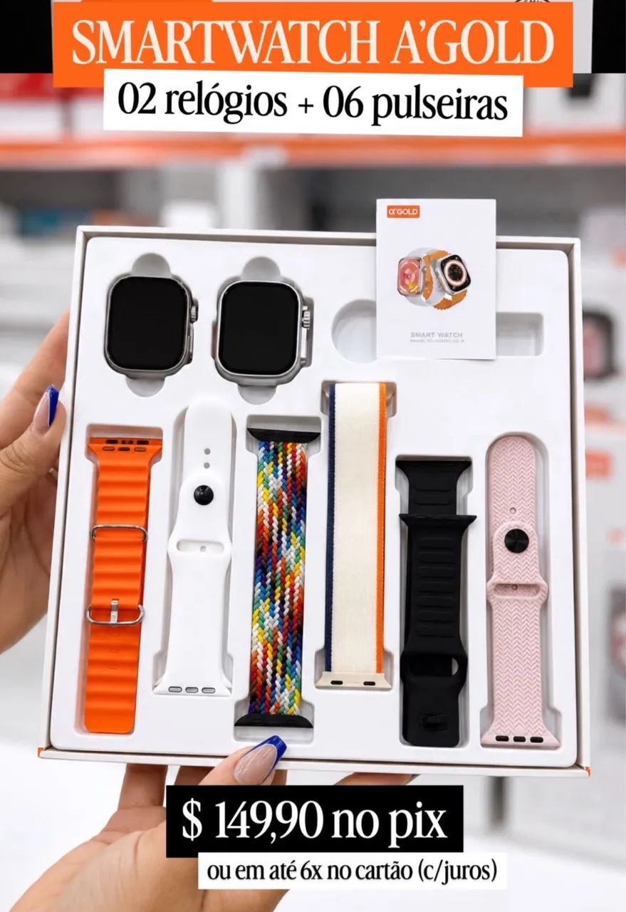Smartwatch A?Gold RL-18 Super AMOLED - Kit com 2 Relógios + 6 Pulseiras | LACRADO!  - Foto 2