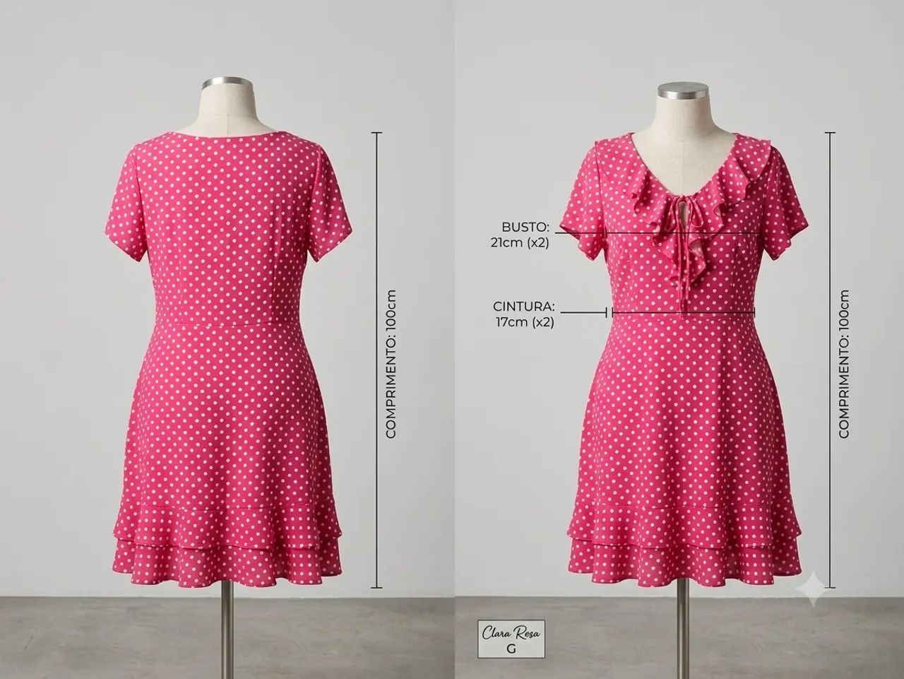 Vestido Clara Rosa - Pink - poá - Foto 3