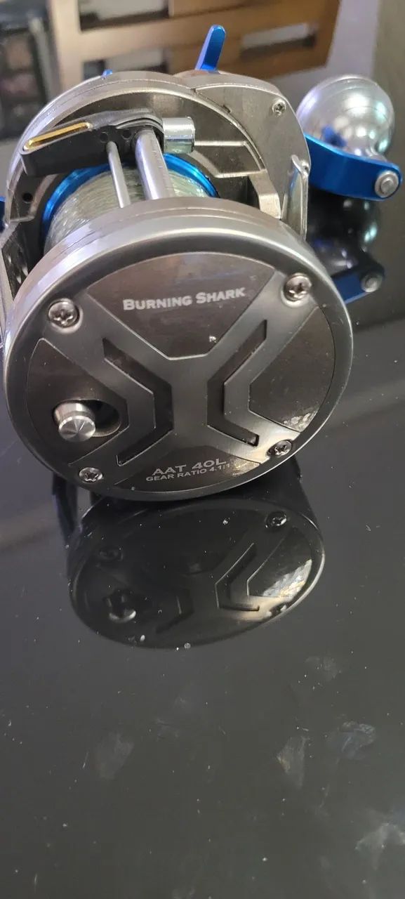 Conjunto Carretilha Sougayilang esquerda vara 80lbs linha Ottoni Platinum 0,80mm - Foto 4