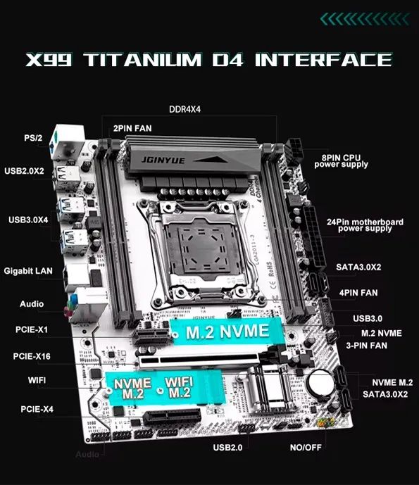 Placa Mãe X99M GAMING D4 ARGB JGINYUE - Foto 2