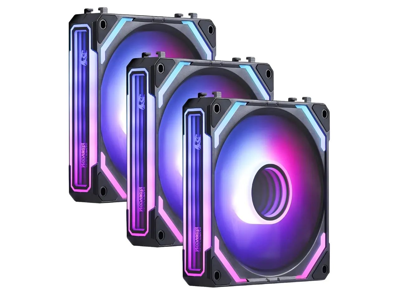 Kit com 3 Fans Redragon ARGB Infinity Mirror Pretas Interligáveis 120 mm