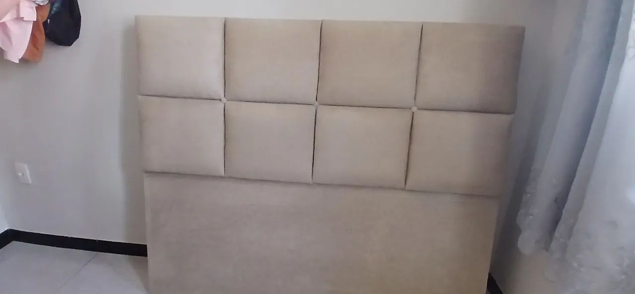 Cabeceira cama casal em suede - Foto 2