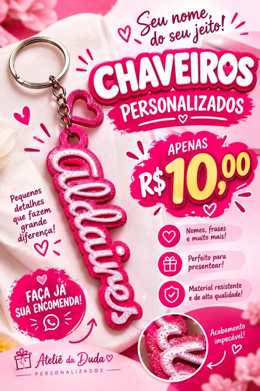 CHAVEIRO PERSONALIZADO com R$:10,00