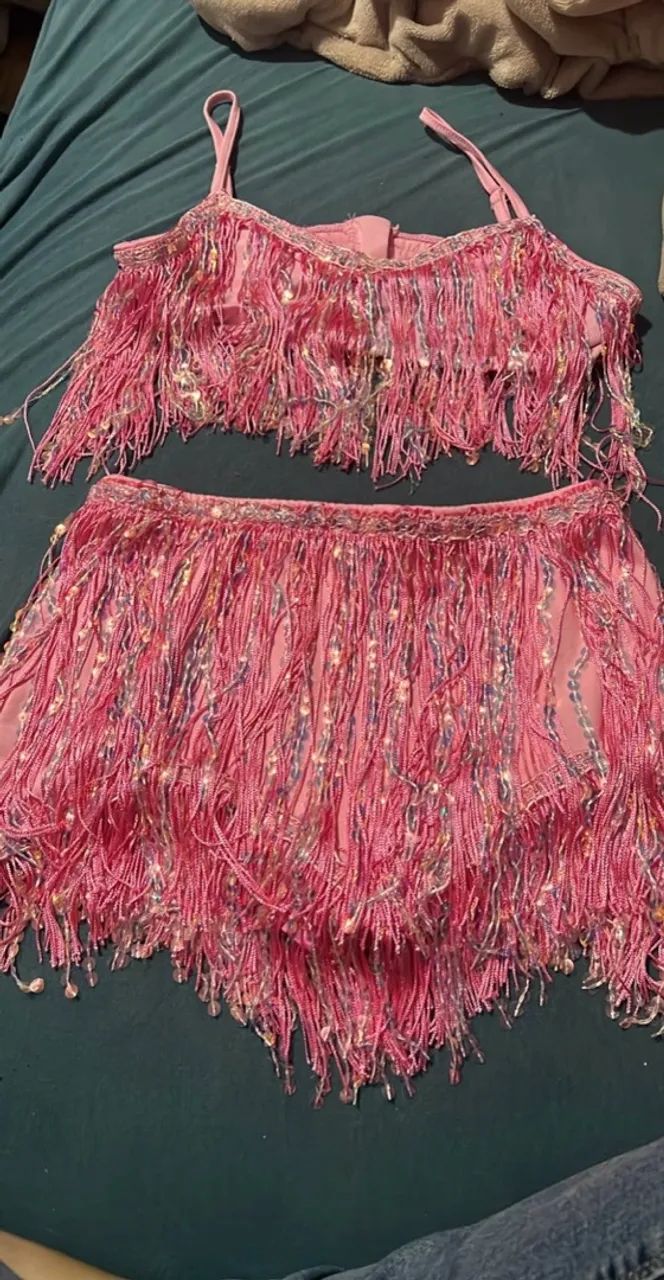 Conjunto rosa brilhante 