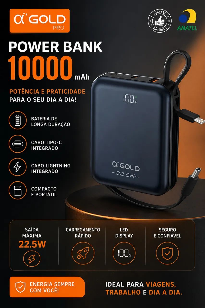 Promoção Carregador Portátil GOLD 
