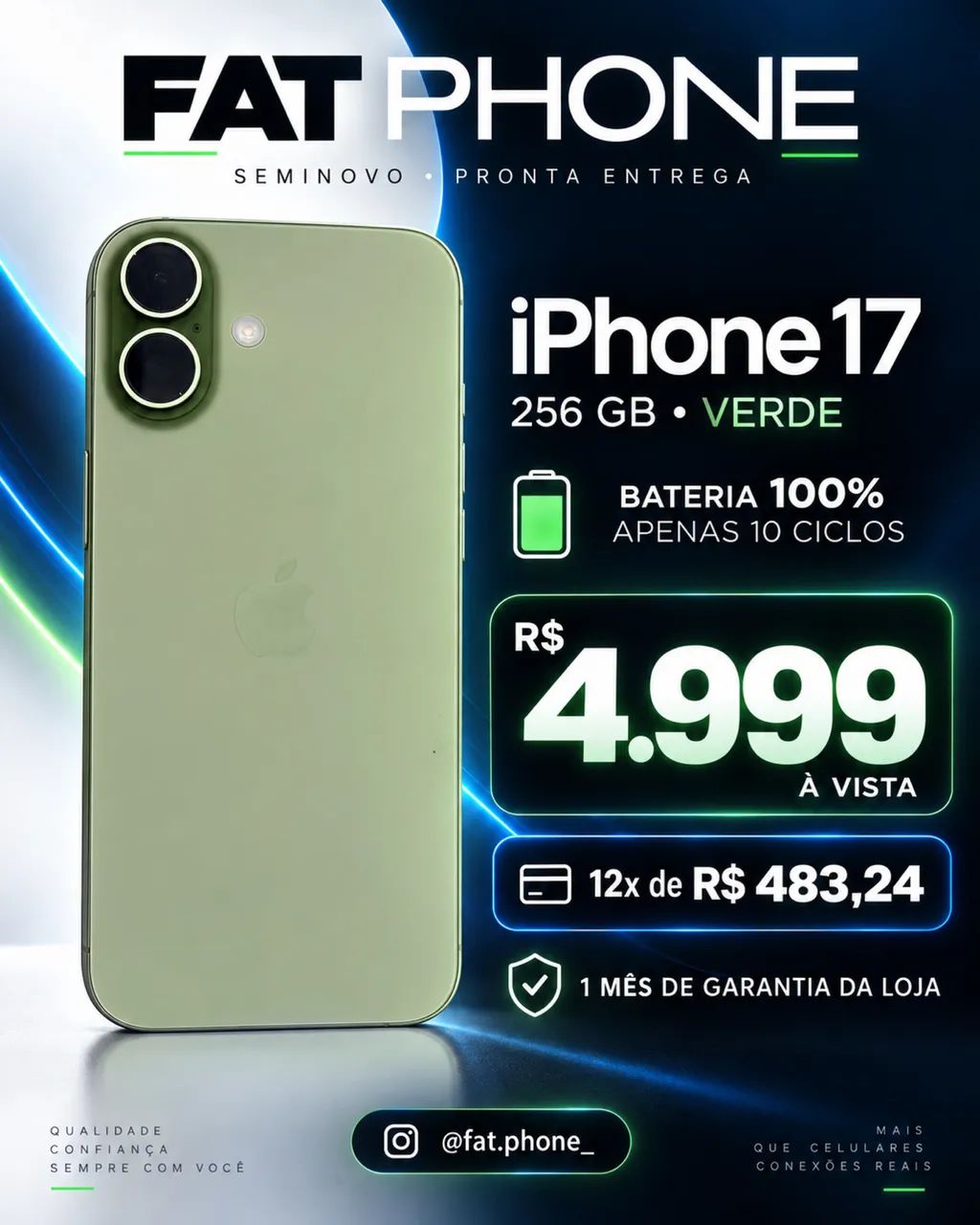 iPhone 17 256 g verde abacatudo 