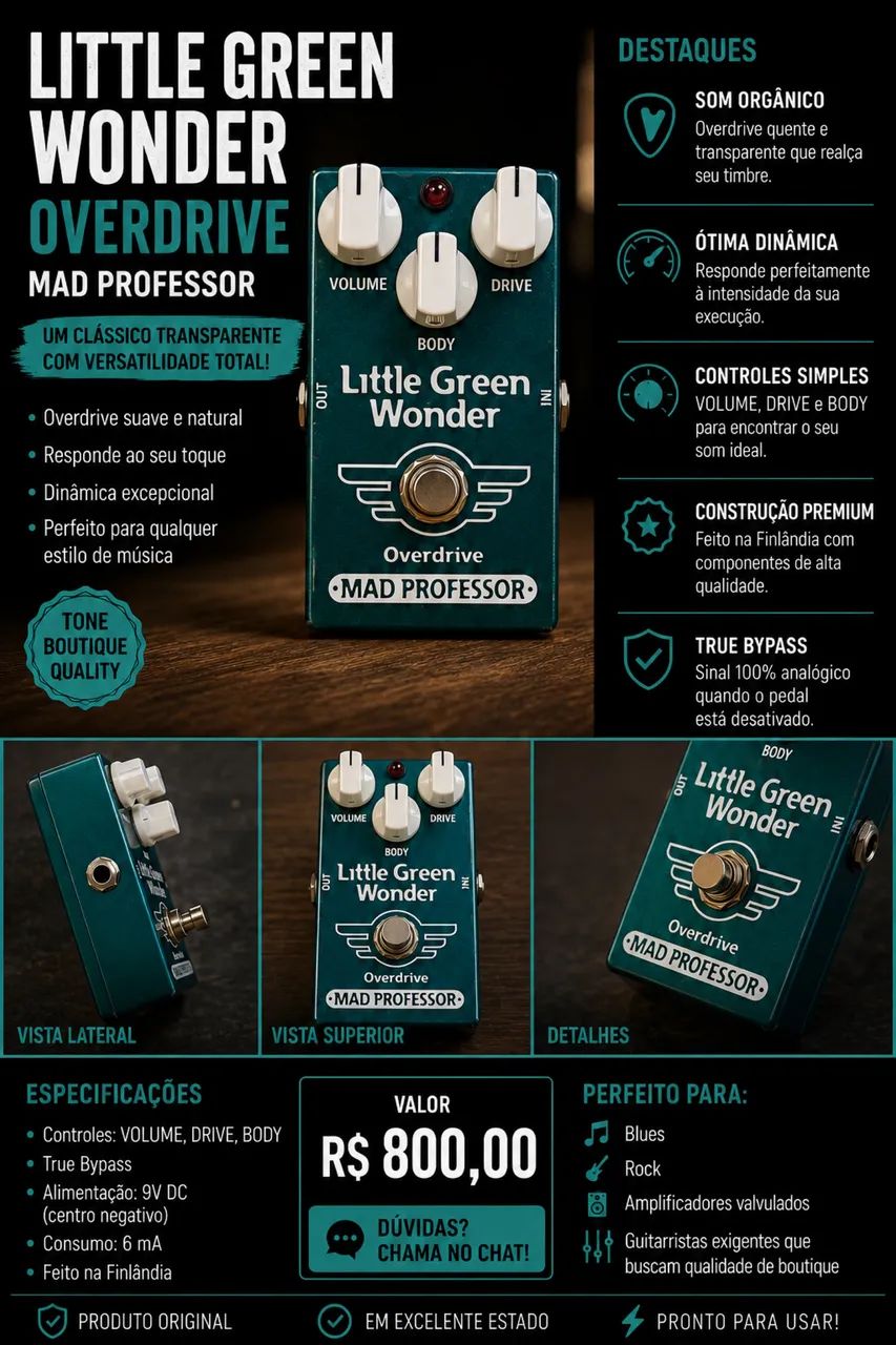 Pedal Mad Professor Little Green Wonder - Equipamentos e