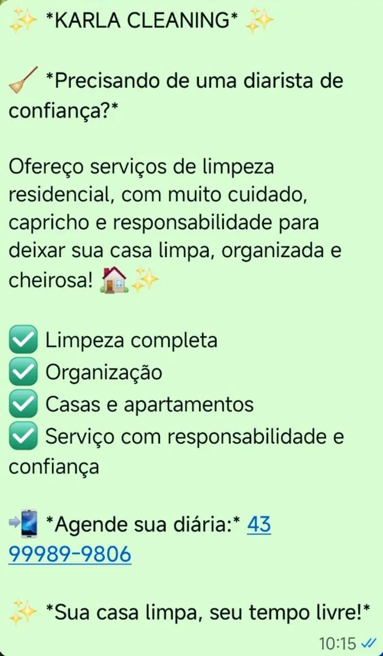 Diarista em Maringá! 