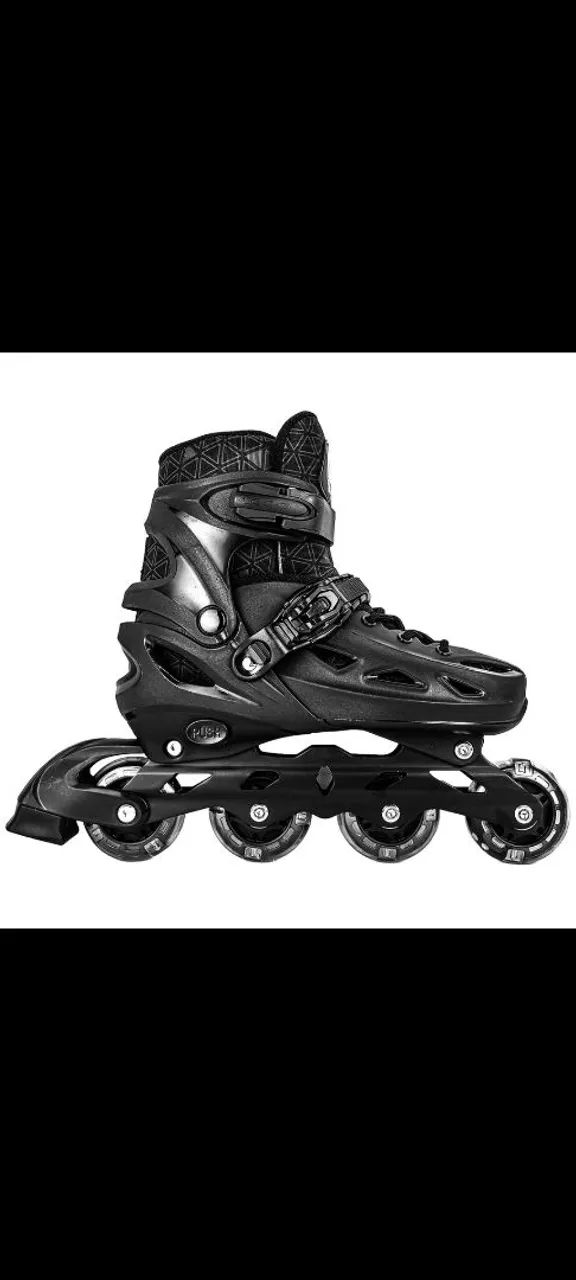 Patins Ajustável Preto Com Luzes Led Semi Profissional - Dm Toys - Foto 2