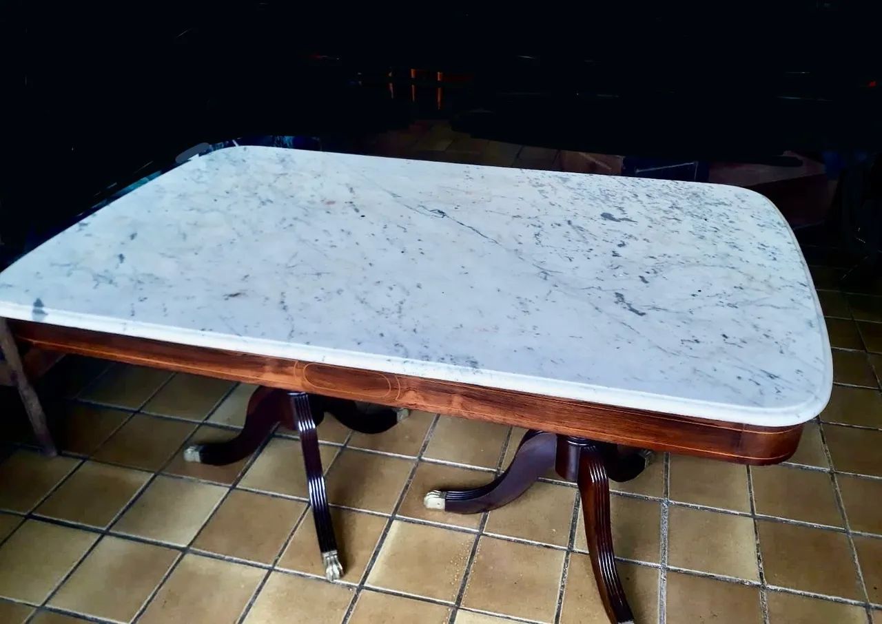 Mesa de Jantar Tampo Marmore e Pés Abacaxi Duplo - Foto 3