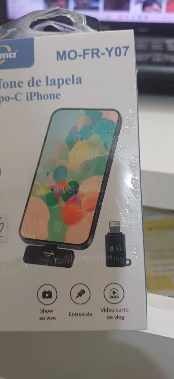 Microfone de Lapela para Tipo C e Iphone Átomo  MO-FR-Y07 - Foto 2