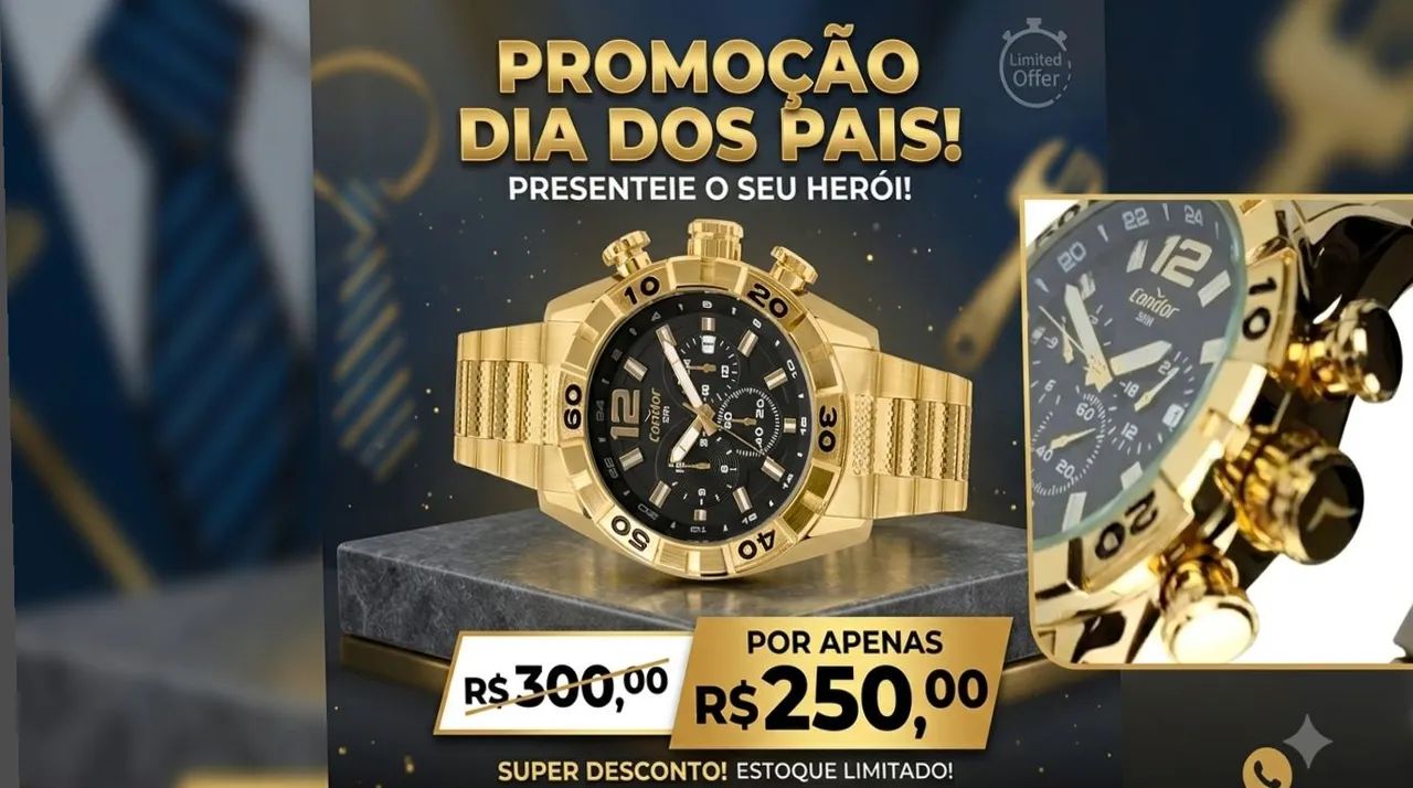 Relogio dourado condor masculino 