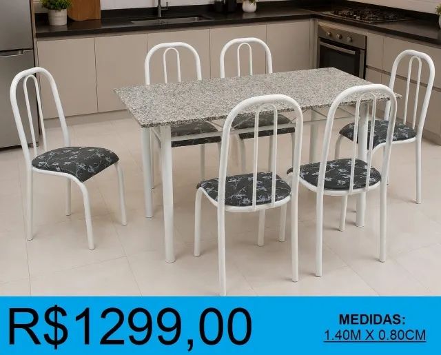 Mesa de granito 6 cadeiras  - entrega e montagem gratuita 
