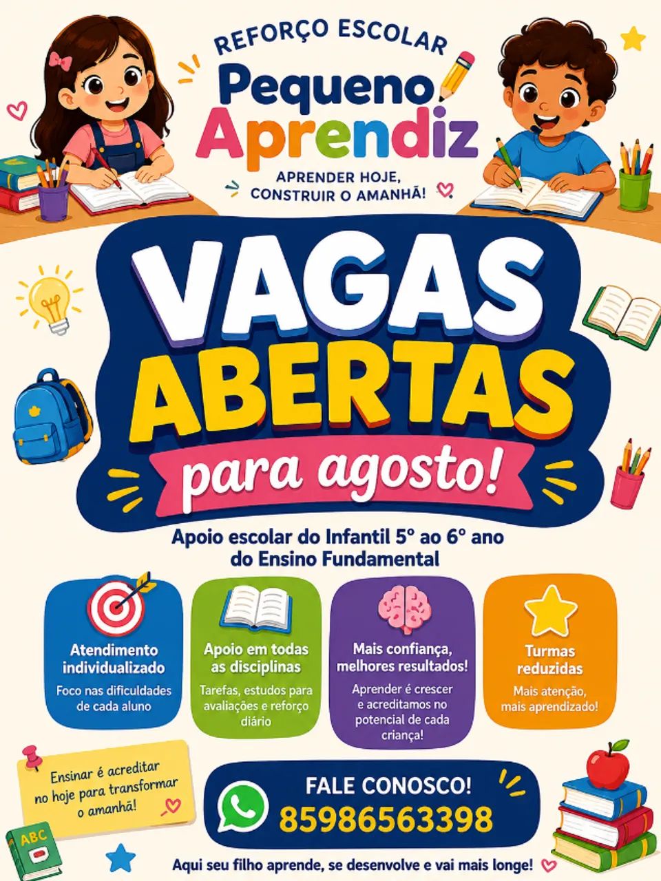 Reforço Escolar e apoio pedagógico 
