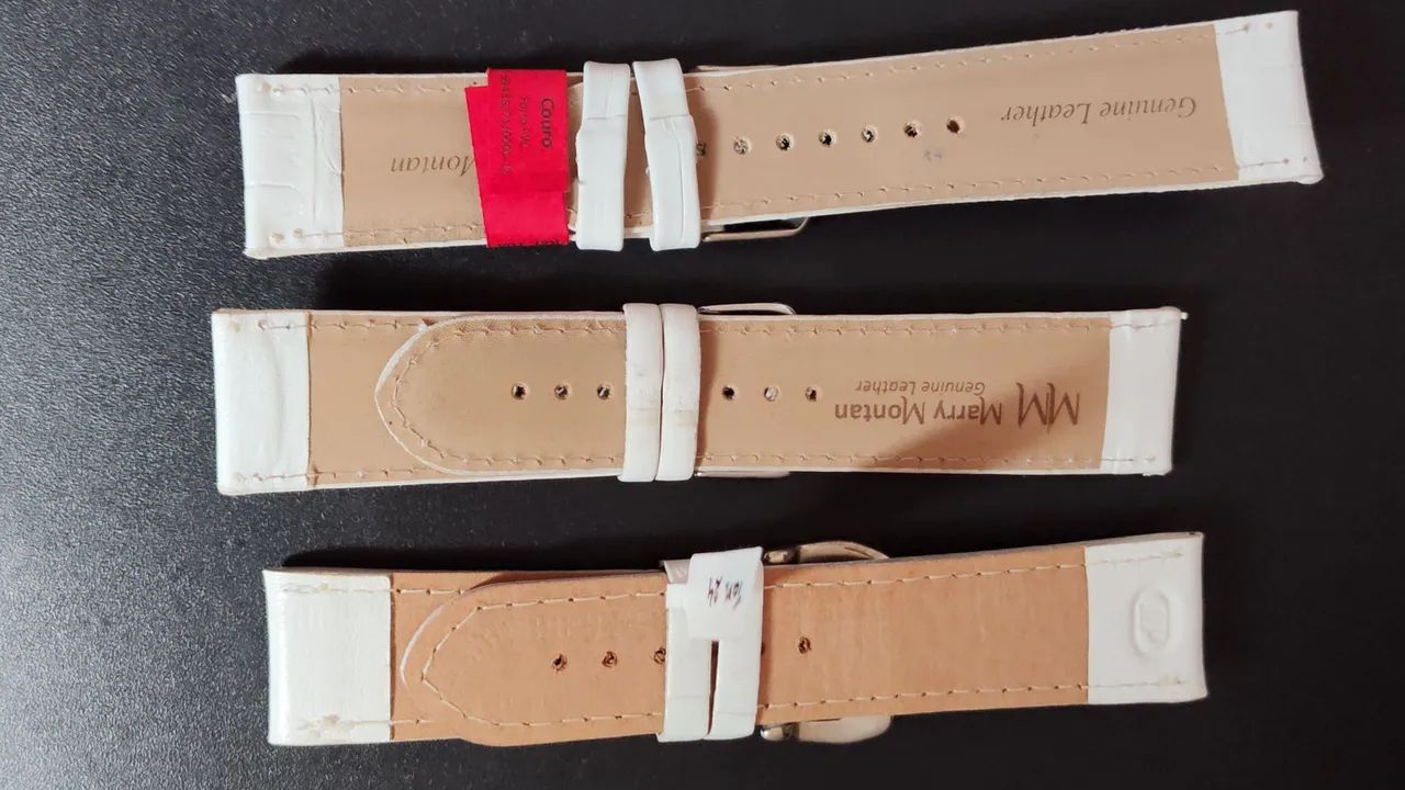 Pulseira relógio couro modelos branco tamanho 24 - Foto 2