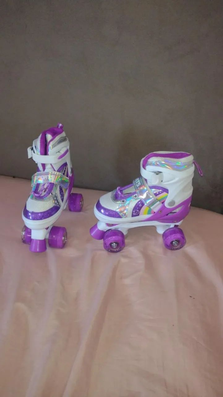 Patins 4 rodas infantil com led - Foto 2