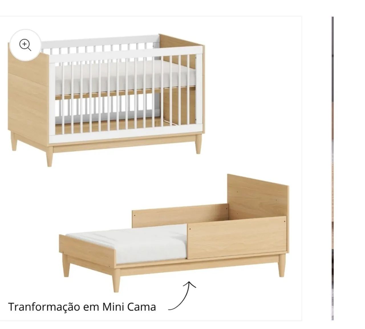 Berço de bebê 2 em 1 com colchão e trocador - Foto 2