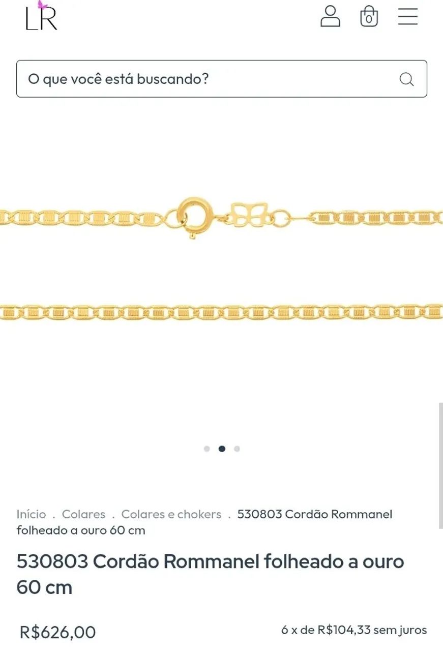 Cordão rommanel folheado