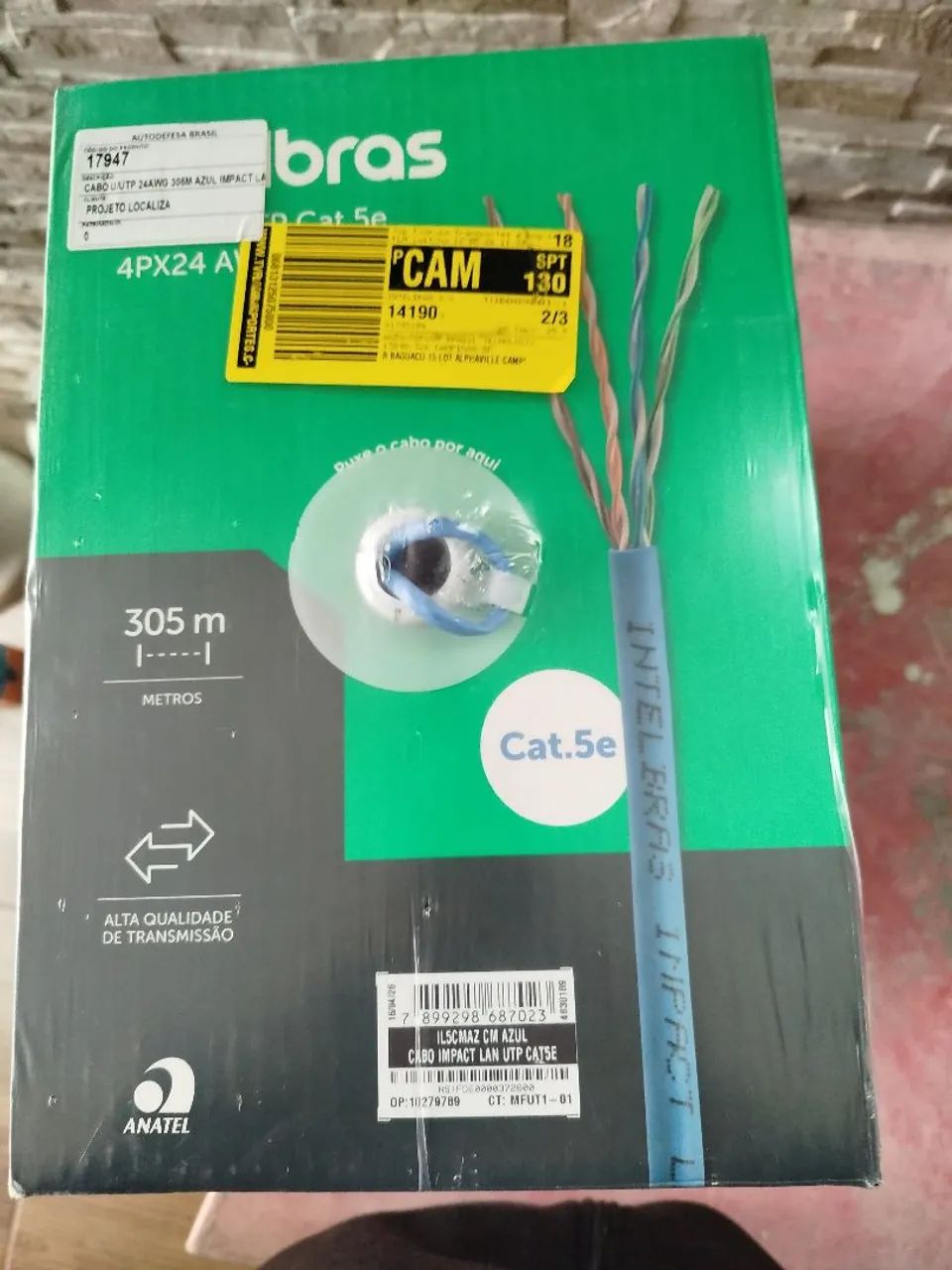 Cabo rede CaT 5e Intelbras 305m