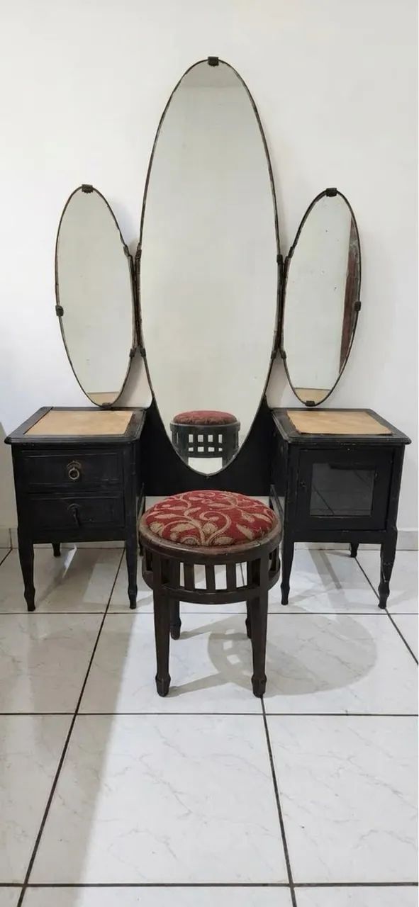 Penteadeira antiga vintage art deco com banco original