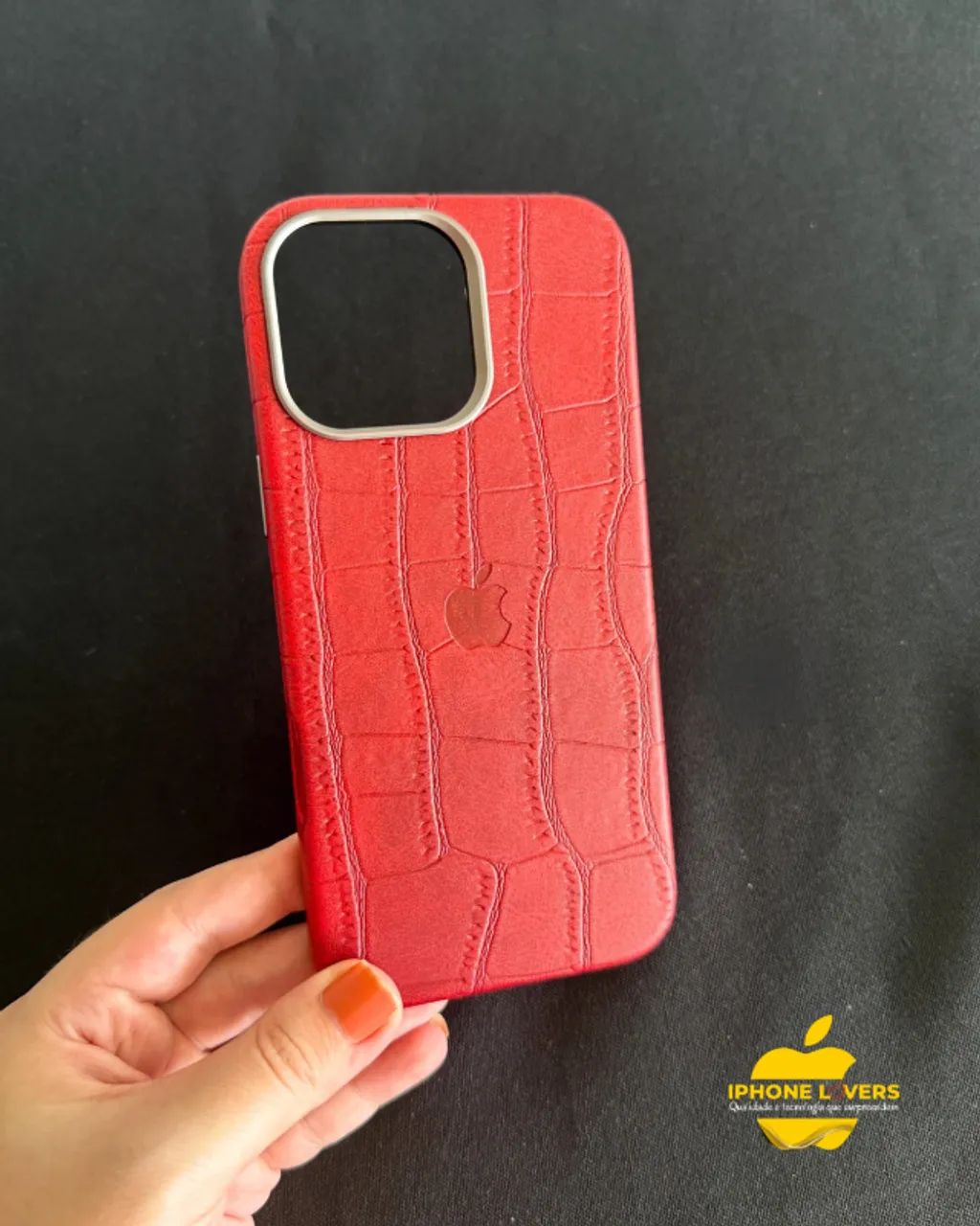 Case de Couro Croco iPhone 16 Pro Max - Foto 3