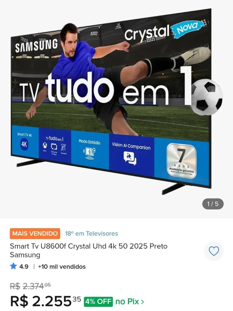 Smart samsung 50 pol 4k Bluetooth alexa - Foto 2
