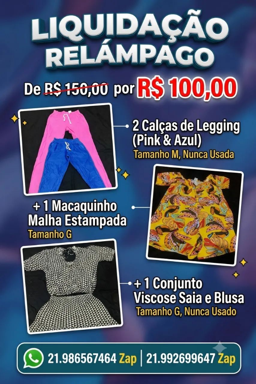 Calcas Legging + Macaquinho + Conjunto 