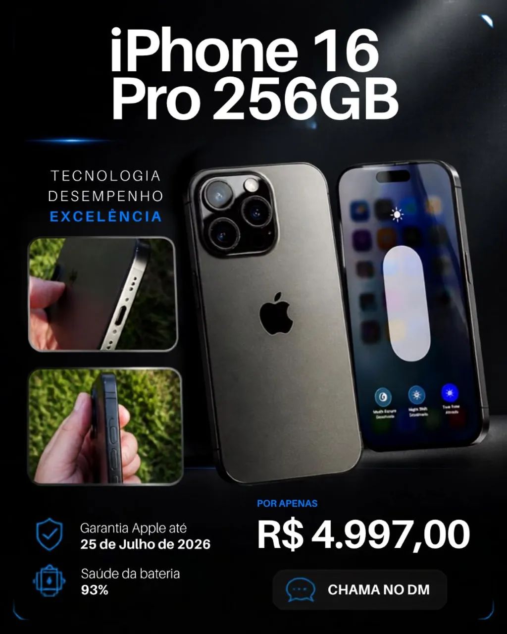 Vendo iPhone 16 Pro 256GB na GARANTIA APPLE